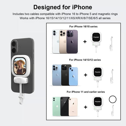 SelfieSight : Mini Vlogging Selfie Display for iPhone – Wired Rear Camera Monitor with Bluetooth Remote